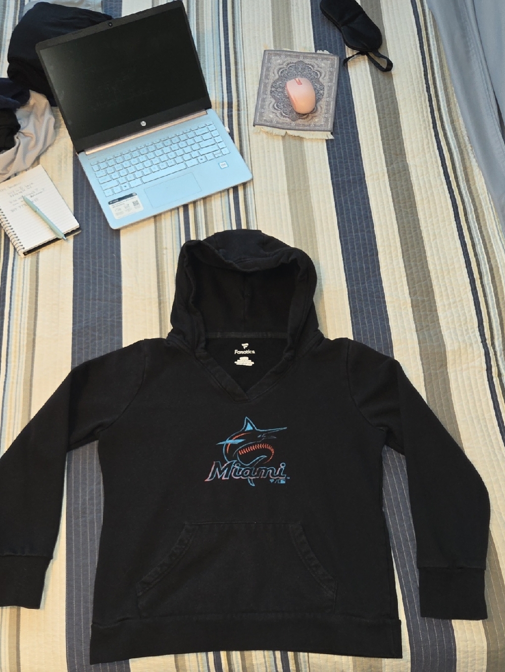 Fanatics Black Miami Marlins Hoodie with Teal & Orange Logo